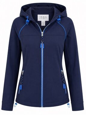 Tribal Sport Navy Hooded Jacket Zip Stretch Extra Small XS NWT